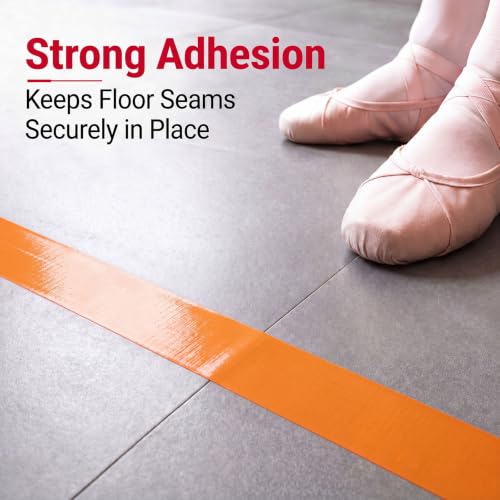 Image of Pangda 2 Rolls Dance Floor Vinyl Tape Durable Tape Splicing Strong Adhesion No Residue for Gym Dance Room Restaurants Kitchen Floor Safety Marking(Orange,36 yd X 2 in)