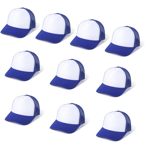 Image of 10 PCS Sublimation Blank Trucker Hats, Plain Baseball Caps with Adjustable Back Strap Unisex Mesh Caps for Men and Women DIY