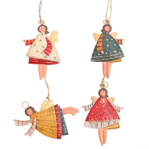 Yuanpgky Adornos de ángel de Navidad, adornos de ángel de metal para árboles de Navidad, deslumbrantes ángeles decorativos que elevan tu ambiente festivo con estos encantadores adornos (D)