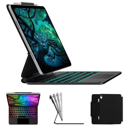 typecase Edge Keyboard Case for iPad 11th Gen A16 (2025) & 10th Gen 10.9' (2022) – Multi-Touch Trackpad, 11-Color Backlit Magic-Style Keyboard – Floating Magnetic Stand, Pencil Holder – Black