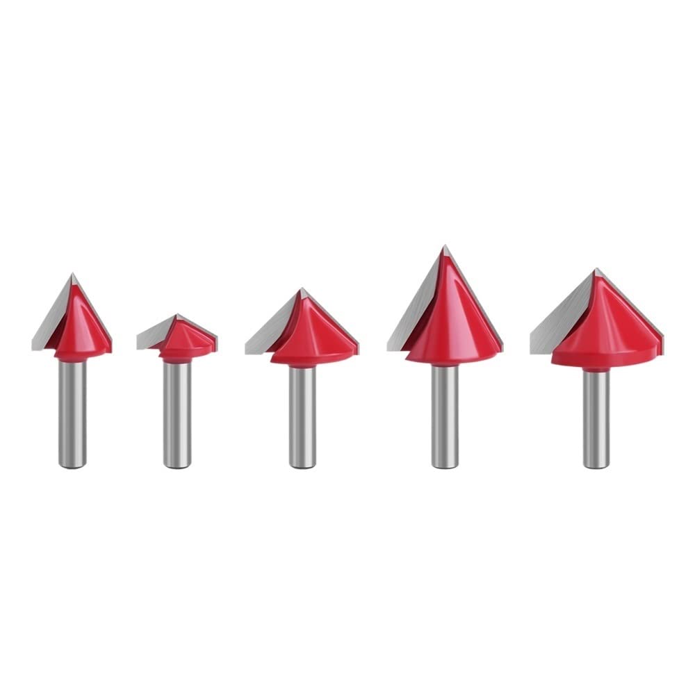 5 Sztuk 8mm Shank 60 90 120 V Typ Frez Do Rowków Rzeźba Rowkowanie Zestaw Bitów Routera Bezpieczne Frezy