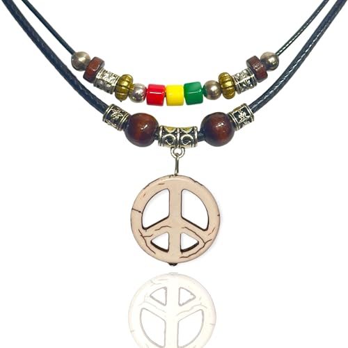 Collier Rasta pendentif chanvre Hawaiian symbole de paix hippie braid