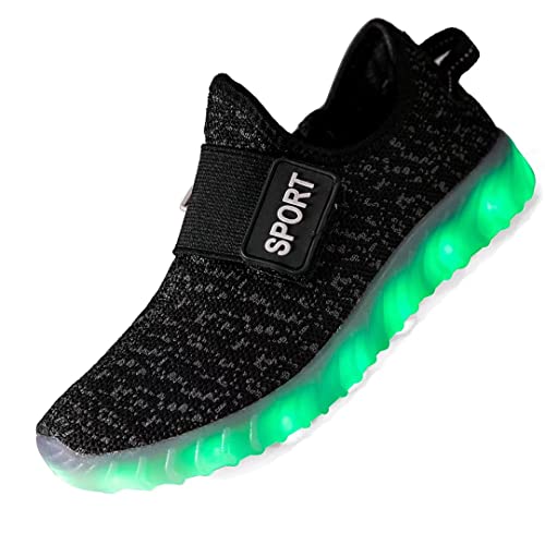 Tolln Kids Boys Girls Breathable Led Light Up Flashing Sneakers For Children Shoes-009-01Black-35 #TOP25