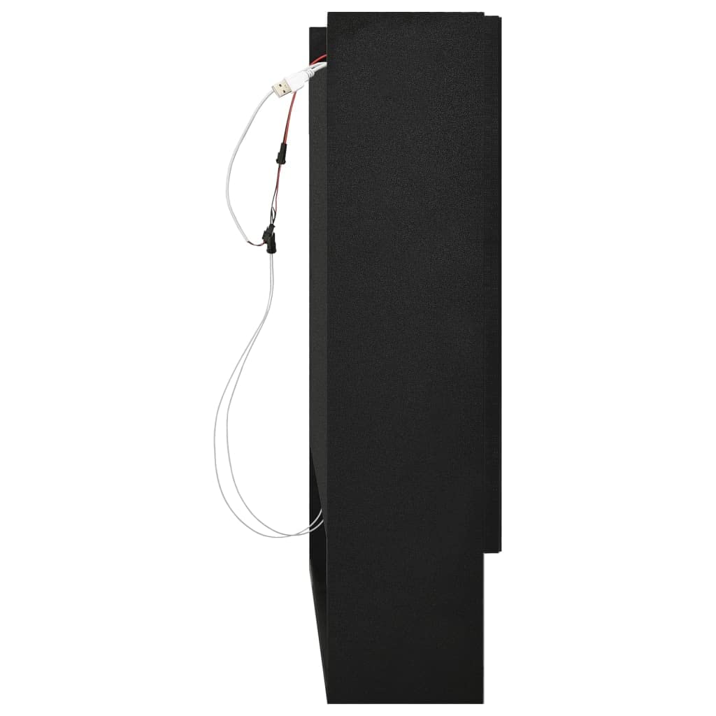 Szafka z lustrem LED do łazienki, czarna, 80 x 15 x 60 cm, płyta MDF z melaminą, przyłącze USB, 2 drzwi, 3 półki, montaż ścienny do umywalki i umywalki, oszczędność miejsca do przechowywania