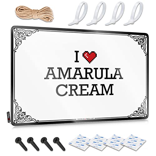 Letrero de lata divertido con texto en inglés 'I Love Amarula', para decoración del hogar, bar, metal (30 x 40 cm)