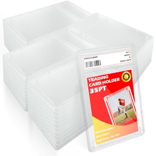 Miyukyee 50 Pack Card Case Holder,Graded Card Slab Baseball Card Sleeves Trading Card Holder 35 PT Hard Plastic Card Protectors with Label Position for YuGiOh, MTG Games and Sport Cards
