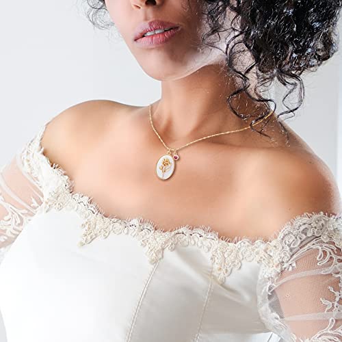 October Marigold Birth Flower Shell Cameo Necklace With Birthstone Charms For Women Girls: Dainty 18K Gold Plated Vintage Crystal Seashell Personalized Necklaces Aesthetic Birthday Gifts #TOP1