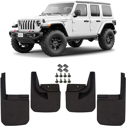 CLIM ART Custom Fit Mud Flaps for Jeep Wrangler JL Unlimited 2018-2026, 4 pcs, Easy to Install, Road and Weather Resistant Thermoplastic, Car Accessories - MF1418110 by CLIM ART - Used condition - US$31.04