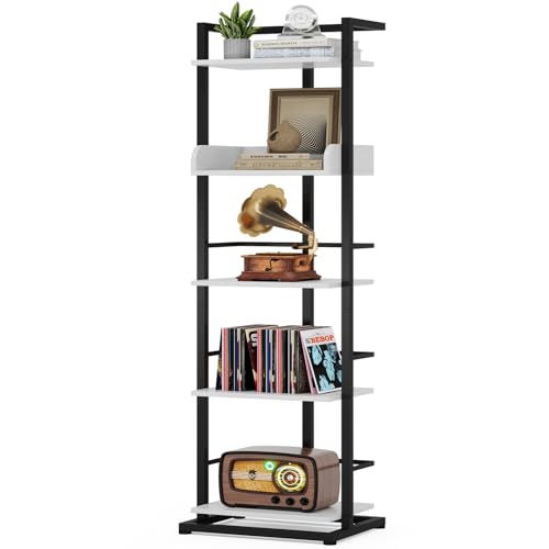 Hosfais Book Shelf Tall Bookshelf: 5 Tier Wood Bookcase with