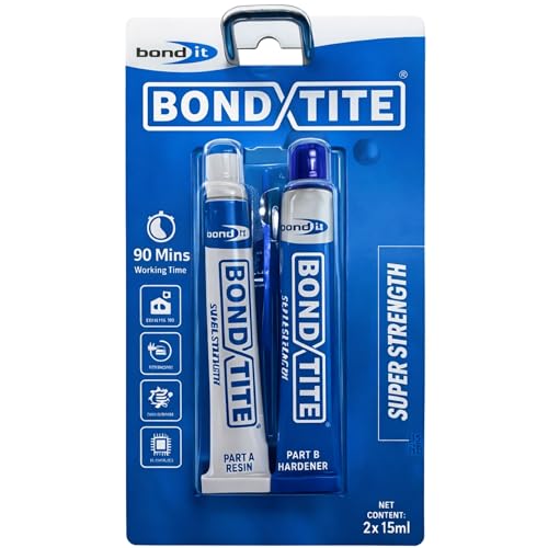 Bond It Bondtite Super Strength 2 Part Epoxy Adhesive (2×15ml) - Two Part Epoxy Adhesive with 90 Minute Working Time | High Strength Epoxy Adhesive for Metal, Glass, Ceramic, Wood & Plastic