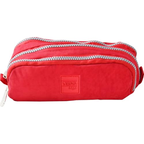 Estojo Escolar Organizador Universitário Grande Triplo 03 Zíper Nylon Resistente Masculino Feminino Volta As Aulas (Vermelho)