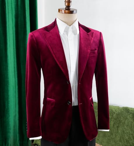Mens Suits Jacket Velvet Blazer Single Breasted Sports Coat Peak Lapel Formal Casual Party3
