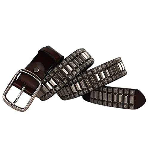 Ceinture en cuir de vache véritable avec triple rangée de clous