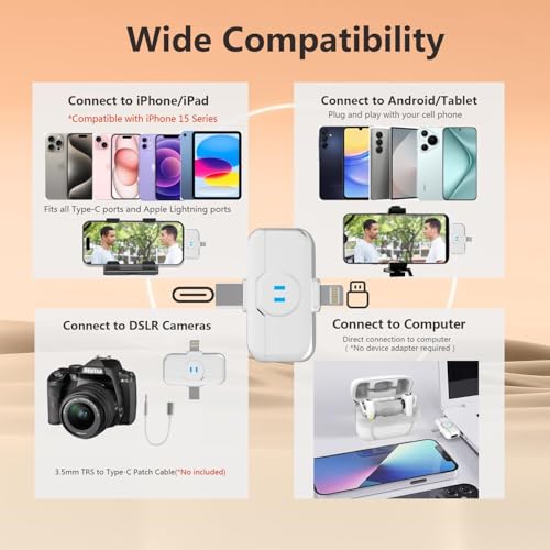 Image of MAYBESTA 2 Pack Wireless Mini Microphone with Charging Case - AI Noise Reduction for iPhone Andriod Phone, Studio Quality Audio for Video Recording Vlog YouTube Interview(White)