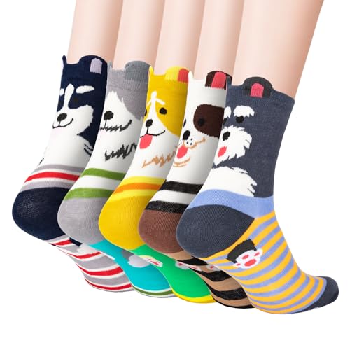 MagicQCraft 5 pares de calcetines para mujer, divertidos y lindos animales, calcetines de gato y perro, regalos para mujer, talla única, Colorido., 4-8