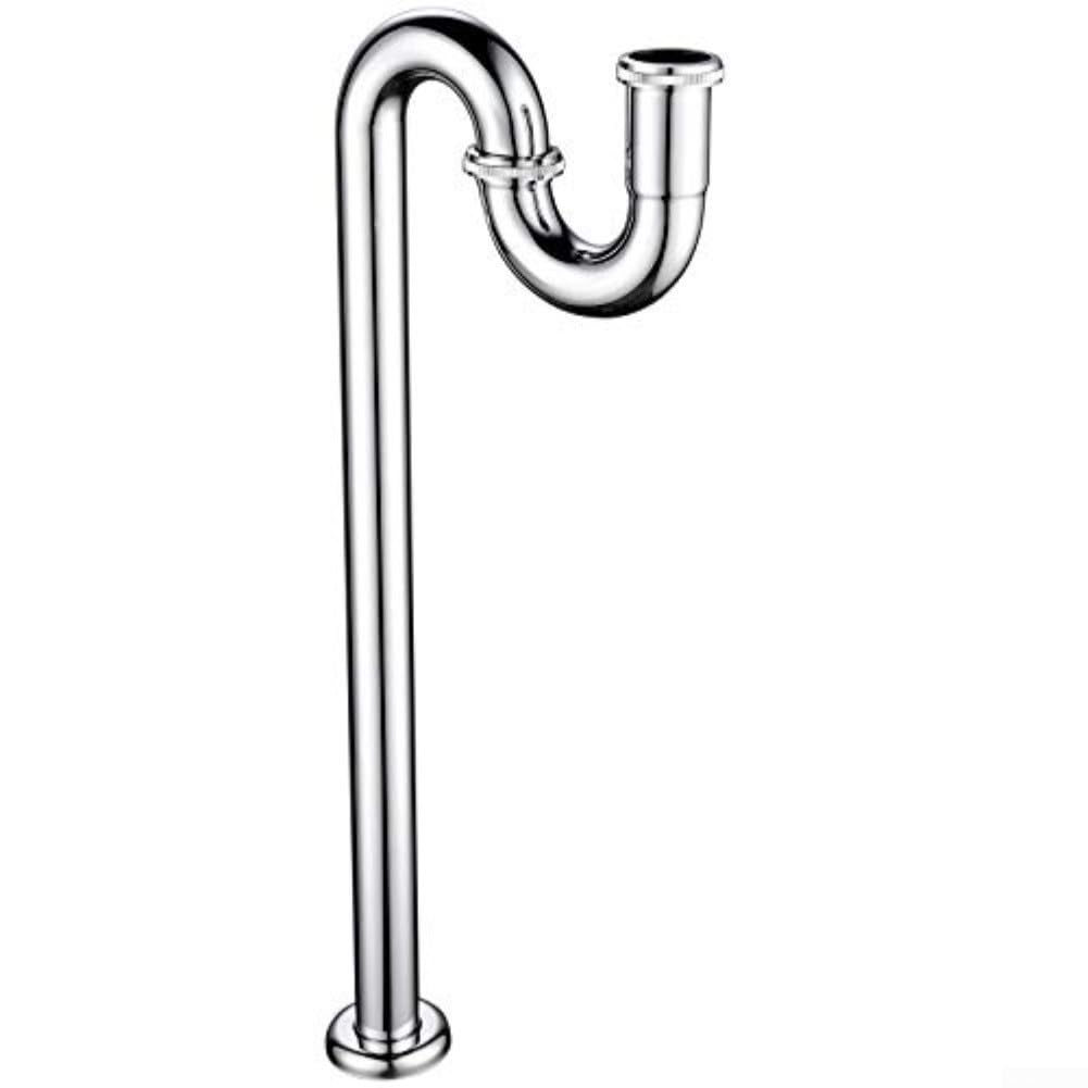 Wall Mount Stainless Steel S-Bend Sink Drain Pipe, 53cm Waste Trap with Anti-Stink Gasket, Fit for Bathroom and Kitchen, Silver(S bend)
