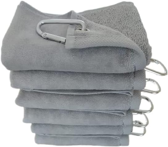 Towland 11''X18''%100 Turkish Cotton Tery Velour Golf Towels,Corner Grommet (3, Silver Grey) - Image 2