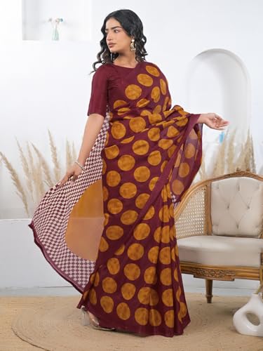 Image of SIRIL Women's Cotton Printed Saree With Unstitched Blouse Piece