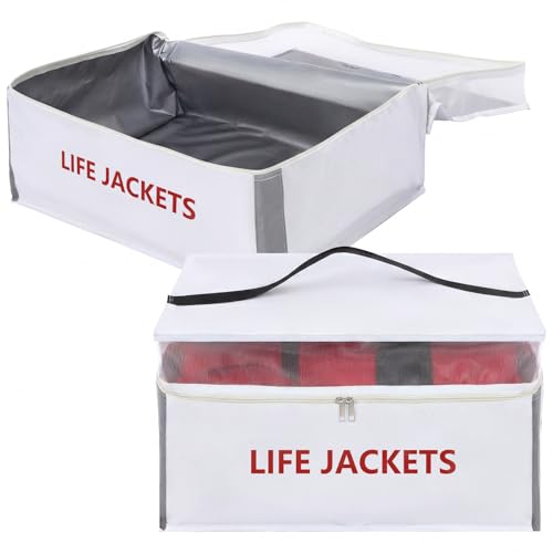 Dansydaisy 2 Pcs Life Jacket Storage Bag Heavy Duty 6 Capacity Life Vest Nylon Storage Bag with Carrying Handle for Boat Safety Gear Type Ii Personal Floation Devices(White)
