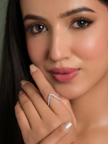 Image of Clara 925 Sterling Silver Vanki Adjustable Ring for Women Platinum Plated | Gift for Women & Girls | Swiss Zirconia | Elegant Design
