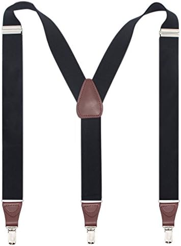 Bioterti Men’s Y-shape 1.4 Inch Suspender -3 Metal Clips, Elastic Straps