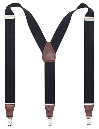Bioterti Men’s Y-shape 1.4 Inch Suspender -3 Metal Clips, Elastic Straps