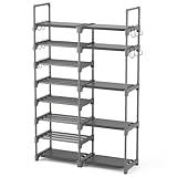 ROJASOP Shoe Rack, Shoe Storage Organizer for Closet Entryway Garage Bedroom, 8 Tier Tall Metal Shoe Shelf for 26-32 Pairs Boots & Shoes, Adjustable Shoe Stand for Small Space