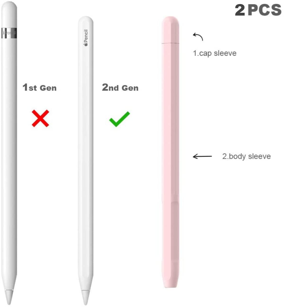 Meyaar Pencil Case Compatible with Apple Pencil 2nd Generation Case, Sleeve Silicone Cover Accessories for Apple Pencil 2nd Generation (Pink) — Amazon image 2