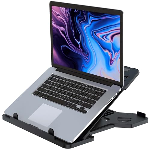 Image of amazon basics Adjustable Laptop Riser Stand | Wide Compatibility | Multiple Adjustable Angles | Ventilated & Secure Design