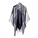 Women's Cozy Tartan Blanket Scarf Wrap Shawl Neck Stole Warm Plaid Checked Pashmina (Blue)