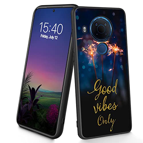 Bxgolkgd Funda compatible con Nokia 5.4, delgada y suave silicona TPU a prueba de golpes, antideslizante, funda protectora para Nokia 5.4 2021 de 6.3 pulgadas (solo buenas vibras)