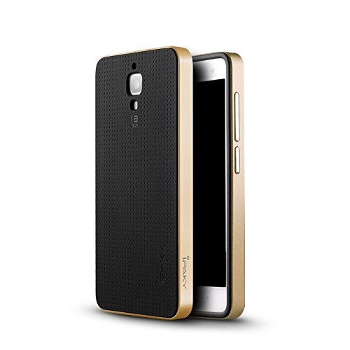 iPaky Ultra-Thin Dotted Silicon Black Back + PC Gold Frame Bumper Back Case Cover For Xiaomi mi 4 - Black Golden