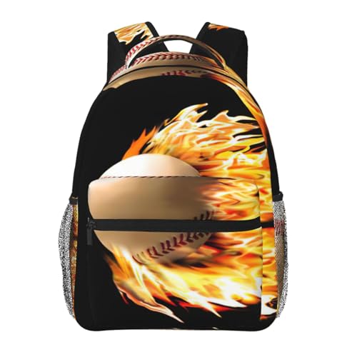 Mochila de senderismo EdWal con estampado de béisbol de fuego para viajes y fin de semana