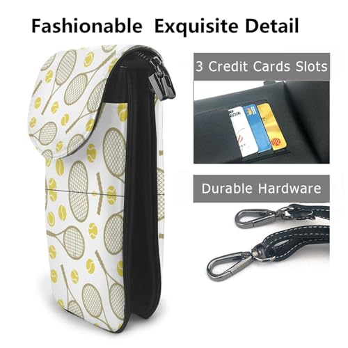 Women Small Crossbody Bag Phone Wallet Tennis Rackets Balls Cellphone Credit Card Purse With Adjustable Shoulder Strap2