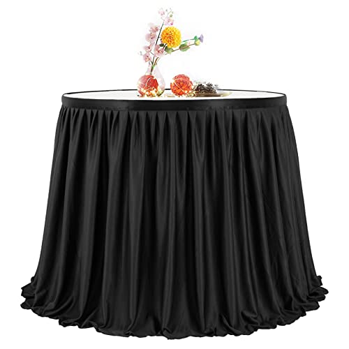 Partisky Black Polyester Table Skirt For Rectangle Tables 8Ft thumb #5
