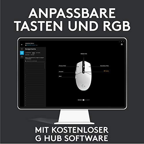 Logitech G203 Gaming-Maus mit anpassbarer LIGHTSYNC RGB-Beleuchtung, 6 programmierbare Tasten, spieletauglicher Sensor, Abtastung mit 8.000 DPI, Geringes Gewicht - Schwarz