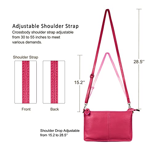 befen Leather Wristlet Clutch Wallet Purses Small Envelope Crossbody Bags for Women with RFID Card Slots - Hot Pink