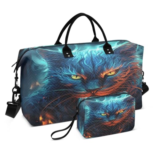 Sac de natation chat flammes bleues idéal pour le sport et le voyage fille