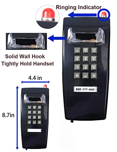 Classic Wall Phones For Landline With Mechanical Ringing, Single Line 2554 Wall Telephone With Indicator, Retro Wall Mounted Phone Waterproof, Old Wall Mount Phone For Kitchen,Home,Black #TOP6