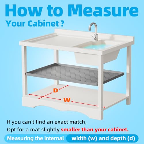 Silicone Under Sink Mat 28" x 19", Kitchen Essentials and Gadgets, Shelf Liner and Cabinet Protector, Home Organizers and Storage, Waterproof Bathroom Tray