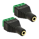 2X Klinken Buchse 3,5mm Adapter > Terminal Block 3-Pin Schraub Klemmen Vergoldet