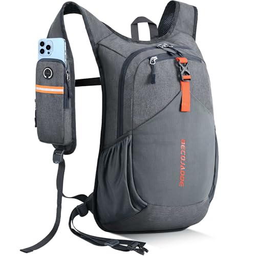 BECOJADDE 18L Wanderrucksack Herren Kleiner Rucksack Damen Leichter Daypack Tagesrucksack Faltbarer Trekkingrucksack für Camping Outdoor Wandern Travel Grau