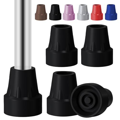 4 Stück Gummifuß für Krücken 19 mm Gehstock Gummipuffer Rutschfest Schutzkappen für Gehstock Krückenstopfen für Gehstock Krücken Klappstock (Schwarz)