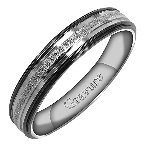 Everstone Bijoux Bague Homme FemmeUnisexe pour Mariage Fiançailles Quotidien et Loisir Couleur bicolore: noir et argent scintillant Taille 46-77 6MM 4MM Cover