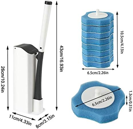 AnMelon Wall Toilet Wand KitDisposable Toilet Brush With Holder. Disposable Toilet Cleaning System with 16 Toilet Wand Replacement Heads