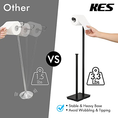 Kes Freestanding Toilet Paper Holder With Reserve For Bathroom With Weighted Base, Modern Tissue Roll Holder Stand 29" H, Sus304 Stainless Steel Rustproof Matte Black, Bph286S1B-Bk #TOP2