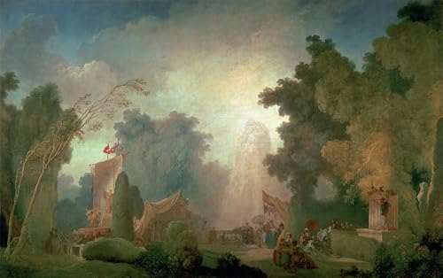 Affiche toile La Fête à Saint Cloud de Fragonard reproduction d'art mural 60x90cm