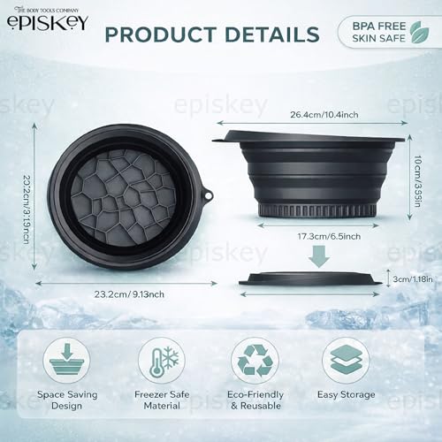 Image of Episkey Silicone Face Bowl for Ice with Built-In Icetray, Collapsible Face Tub for Ice Bath, Facial Ice Plunge Bowl, Ice Water Facials at Home