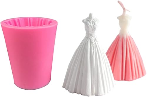 Molde tridimensional del silicón del vestido de la princesa de la boda 3D, vela del aroma DIY molde, utilizado para hacer DIY jabón, vela,