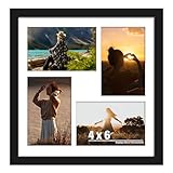 DUENPY 12x12 Picture Frame, 4x6 Collage Picture Frame, Displays Four 4x6 inch Photos, or 12x12 (Without Mat) Available for Wall Mount or Table Top Horizontal and Vertical Display, Black.